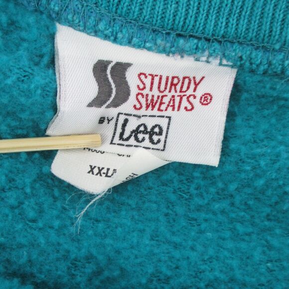 XXL Vintage 90s USA Lee Sturdy Sweats Womens Raglan Crewneck Sweatshirt Teal - Picture 8 of 8